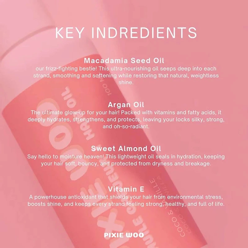 Huile Cheveux (100 ml / 3.4 oz) | Coco Vanille | Nutrition & Brillance
