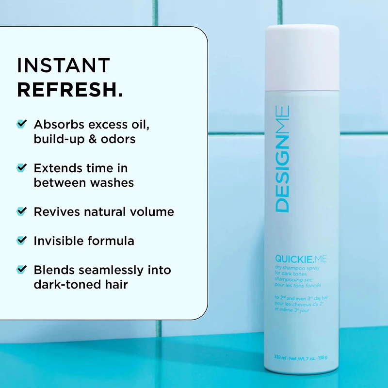 Ornements Quickie.me | Shampooing Sec Tons Foncés | Coffret Fêtes 2025 — Fraîcheur Express & Volume Léger
