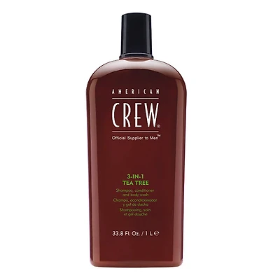 3-In-1 Tea Tree | American Crew Shampoo, Conditioner and Body Wash – Cleanses Refreshes