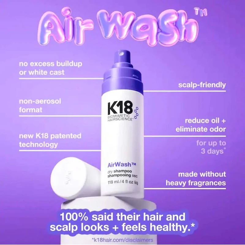 AirWash | Dry Shampoo – Lightweight waterless root refresher (118ml/4oz)