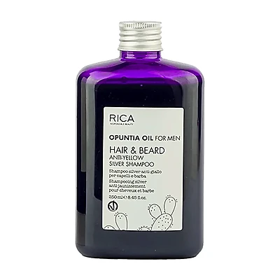 Opuntia Oil For Men | Hair & Beard Anti-Yellow Silver Shampoo - Shampooing Anti-Jaunissement Cheveux & Barbe (250ml/8.45oz)