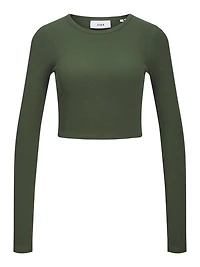 JJXX : Feline Long Sleeve Rib Tee - Black Forest