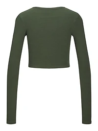 JJXX : Feline Long Sleeve Rib Tee - Black Forest