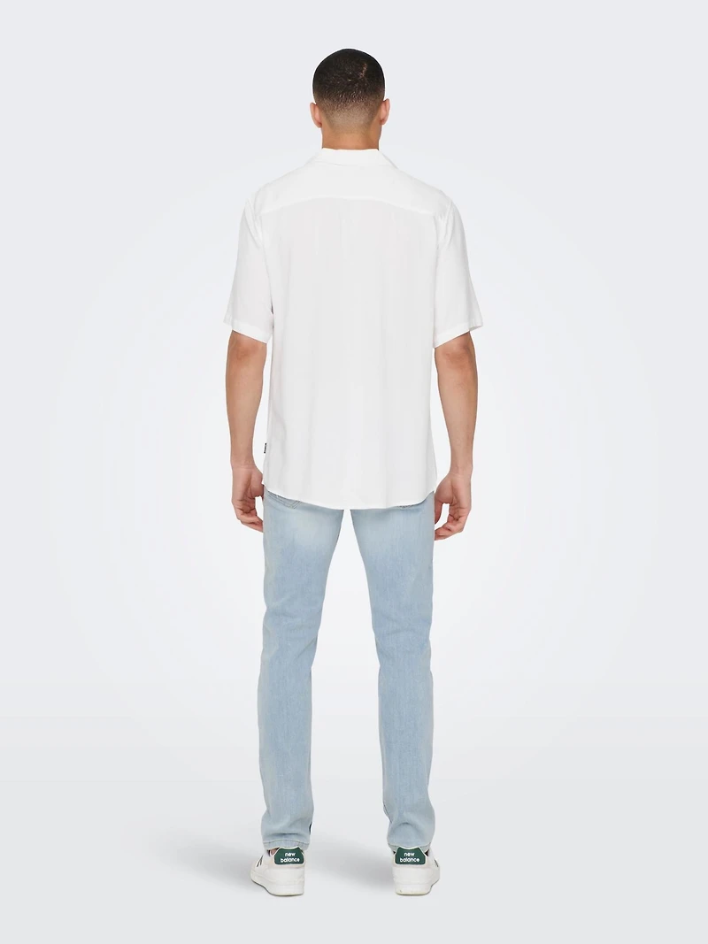 Only and Sons & : Regular Fit Solid Color SS Shirt - White