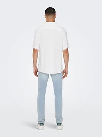 Only and Sons & : Regular Fit Solid Color SS Shirt - White
