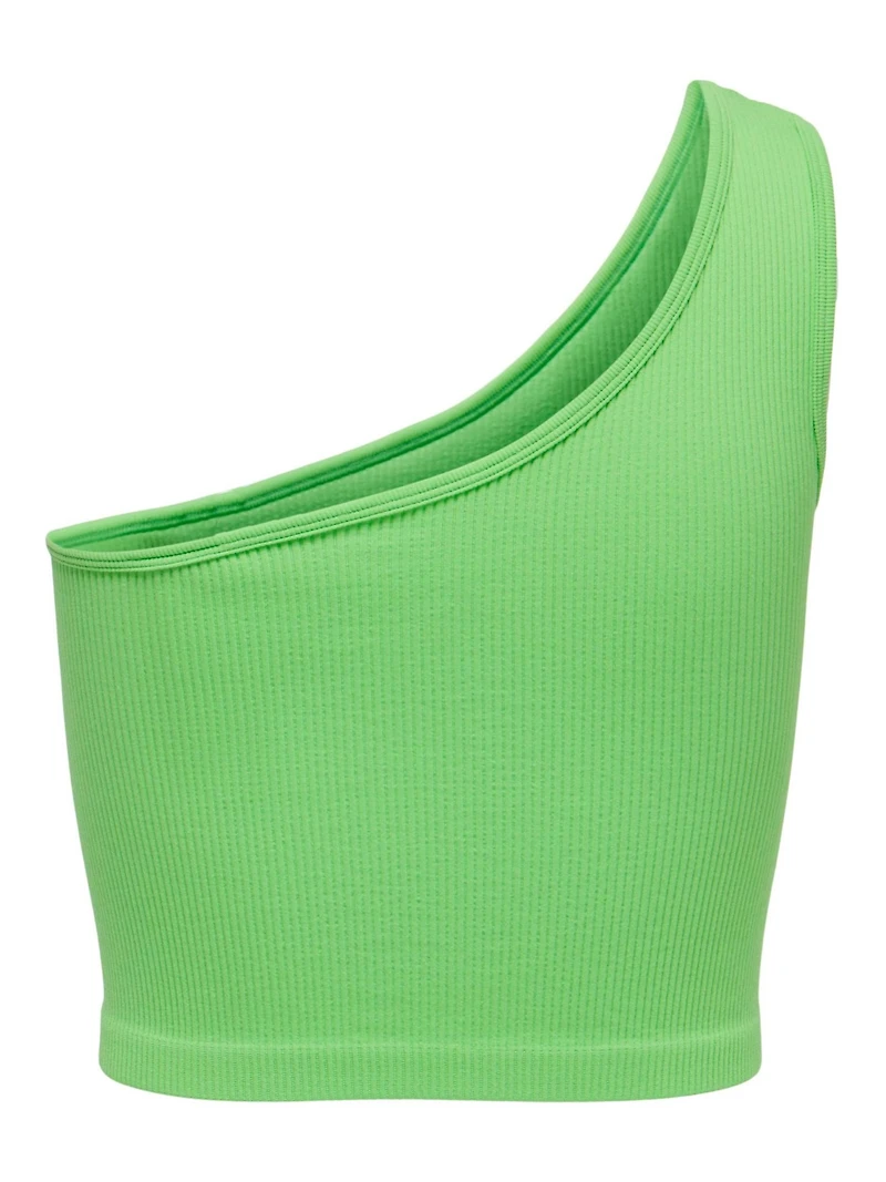 Only : Asymetric Rib Crop Top - Green