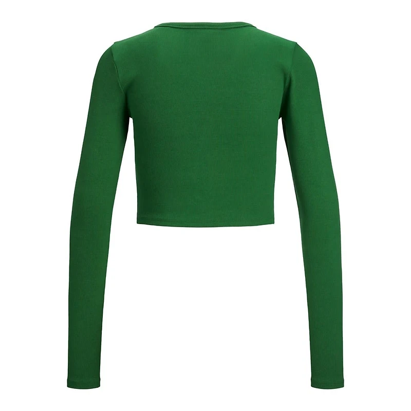 JJXX : Feline Long Sleeve Rib Tee - Green