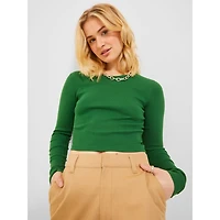 JJXX : Feline Long Sleeve Rib Tee - Green