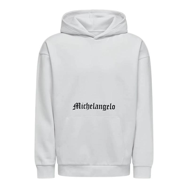 Only & sons : Michelangelo Relax Fit Hoodie - White