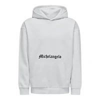 Only & sons : Michelangelo Relax Fit Hoodie - White