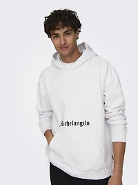 Only & sons : Michelangelo Relax Fit Hoodie - White