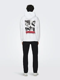 Only & sons : Michelangelo Relax Fit Hoodie - White