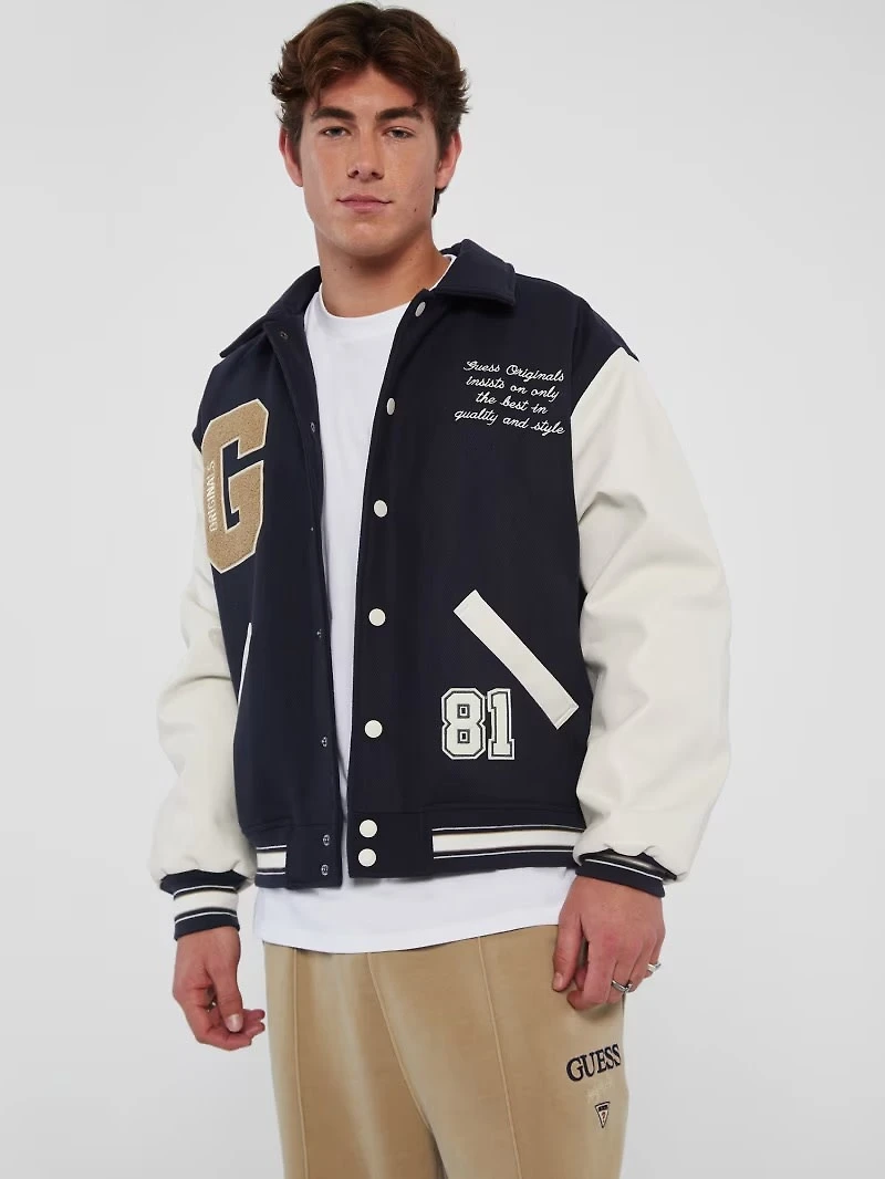 Guess : Ivan Wool-Blend Letterman Jacket