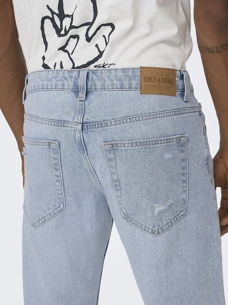 Only and Sons & : Edge Loose Fit Destroy Denim
