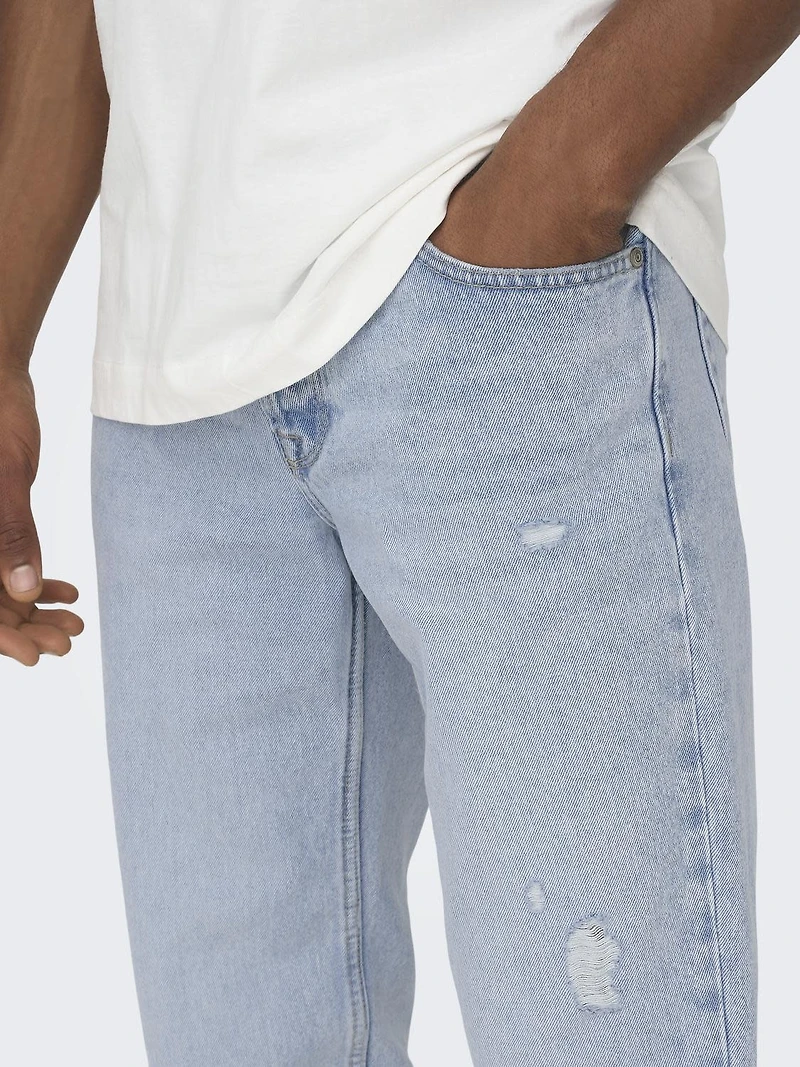 Only and Sons & : Edge Loose Fit Destroy Denim