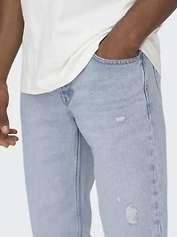 Only and Sons & : Edge Loose Fit Destroy Denim