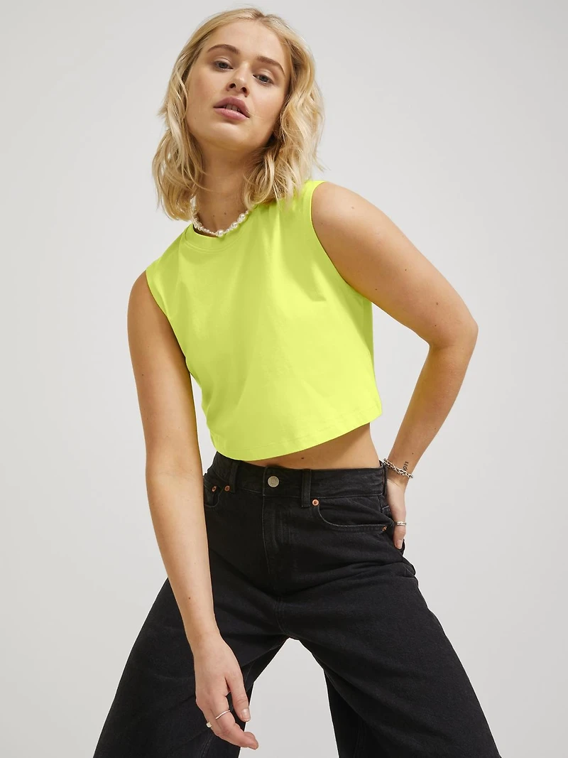 JJXX : Slim Sleeveless Crop Tee - Lime
