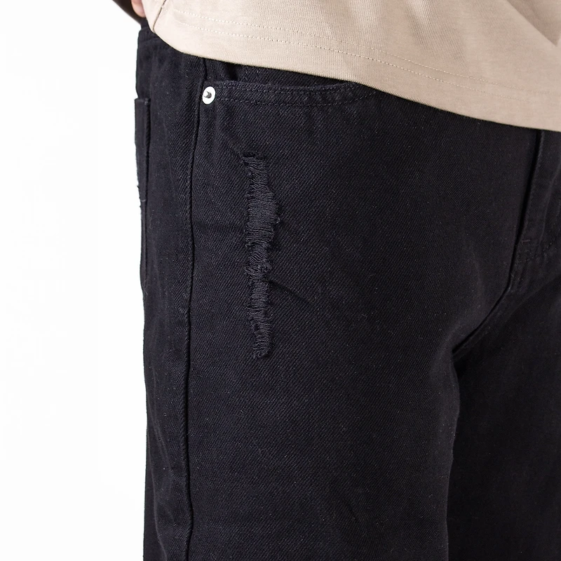 WLKN : Distressed Signature Loose Fit Denim Pants