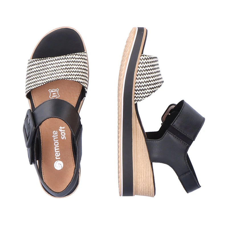 REMONTE D6453-01 Wedge Sandal (Big Buckle)