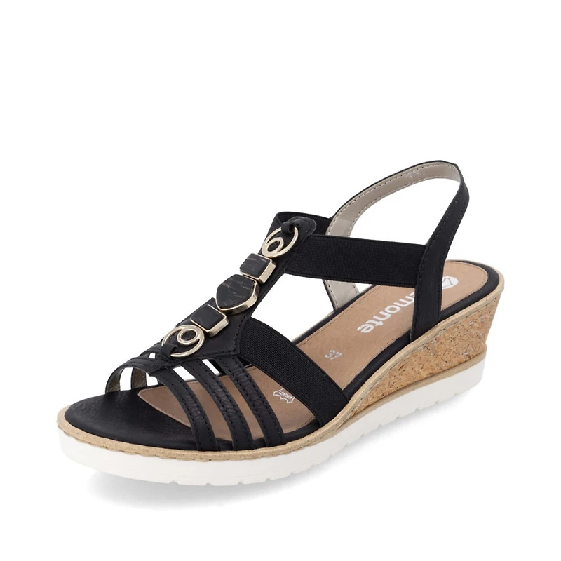 REMONTE R6264-00 Wedge Sandal (Strappy)