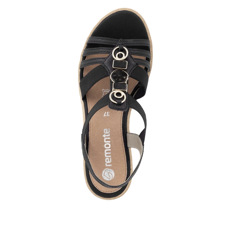 REMONTE R6264-00 Wedge Sandal (Strappy)
