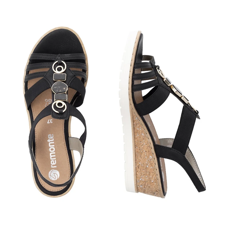 REMONTE R6264-00 Wedge Sandal (Strappy)