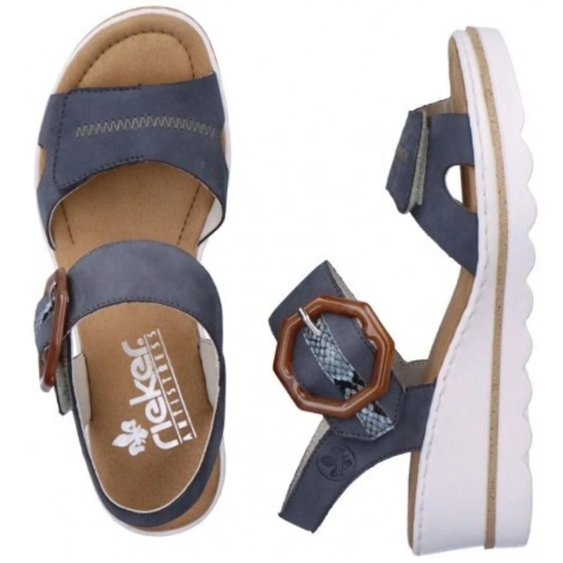 RIEKER 67476-14 Wedge Sandal (Big Buckle)