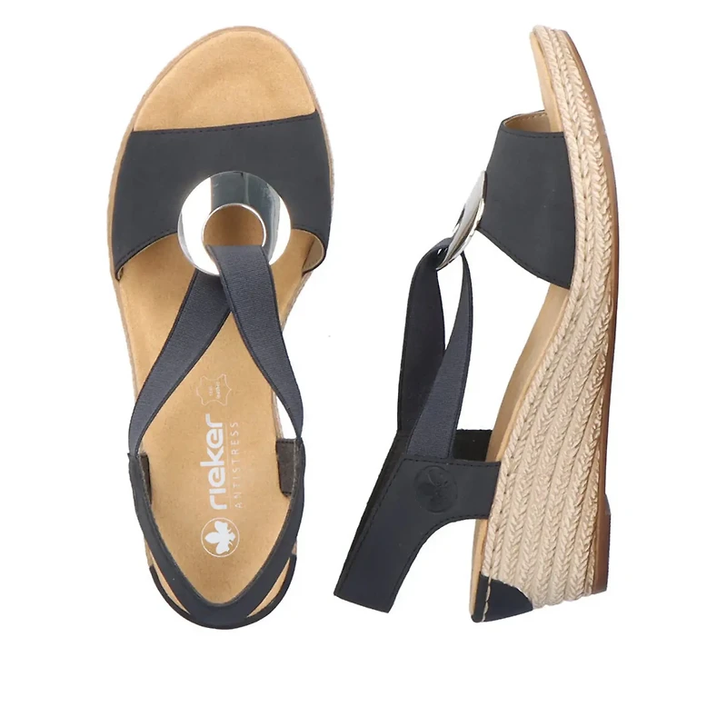 RIEKER 624H6-14 Wedge Sandal (Coin)