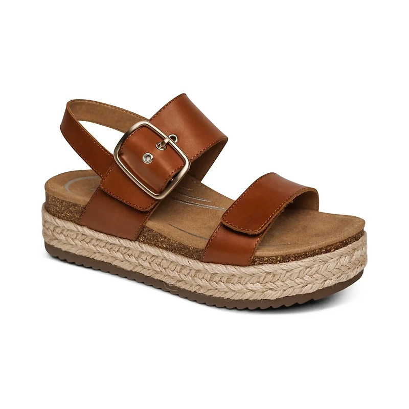 AETREX Vania Wedge Buckle (Espadrille) COGNAC