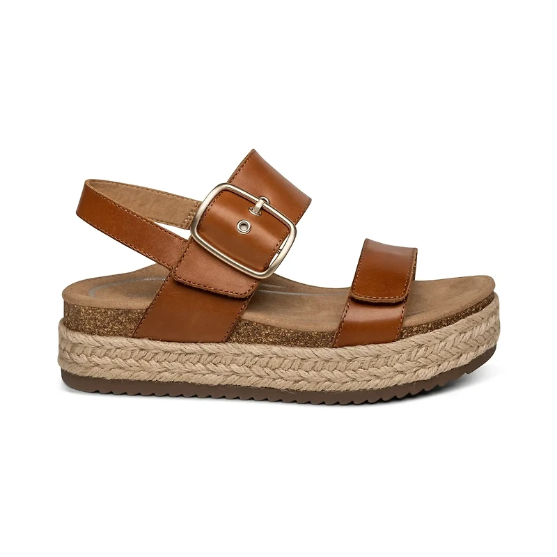AETREX Vania Wedge Buckle (Espadrille) COGNAC