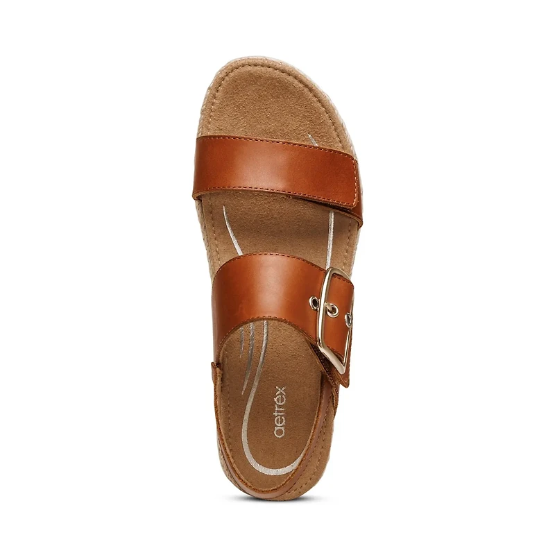AETREX Vania Wedge Buckle (Espadrille) COGNAC