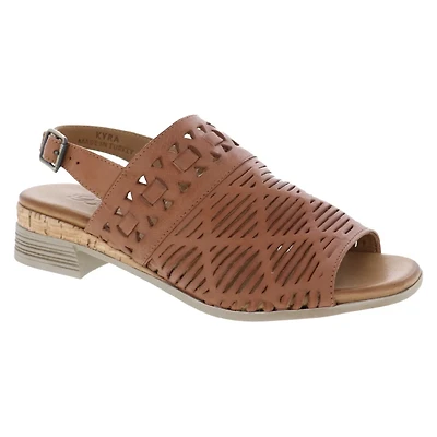 BIZA Kyra Low Heel Sandal (Cut-Outs) COGNAC