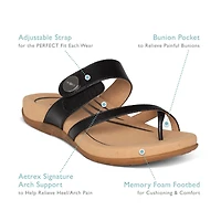 AETREX Izzy Toe-Loop Slide BLACK SE220