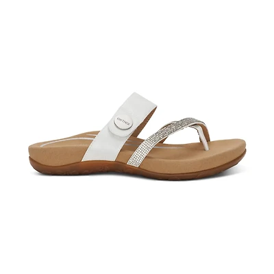 AETREX Izzy Toe-Loop Slide WHITE SPARKLE