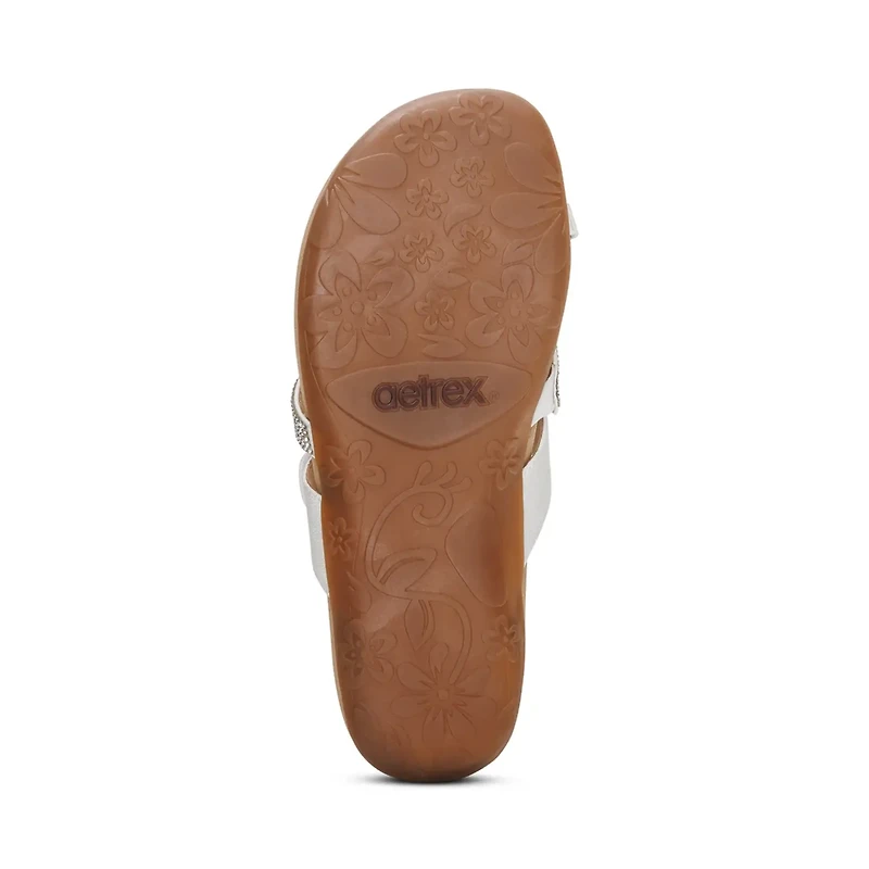 AETREX Izzy Toe-Loop Slide WHITE SPARKLE