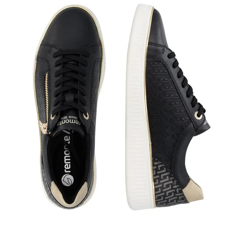 REMONTE D2E00-04 Lace Sneaker (Gold Zip)
