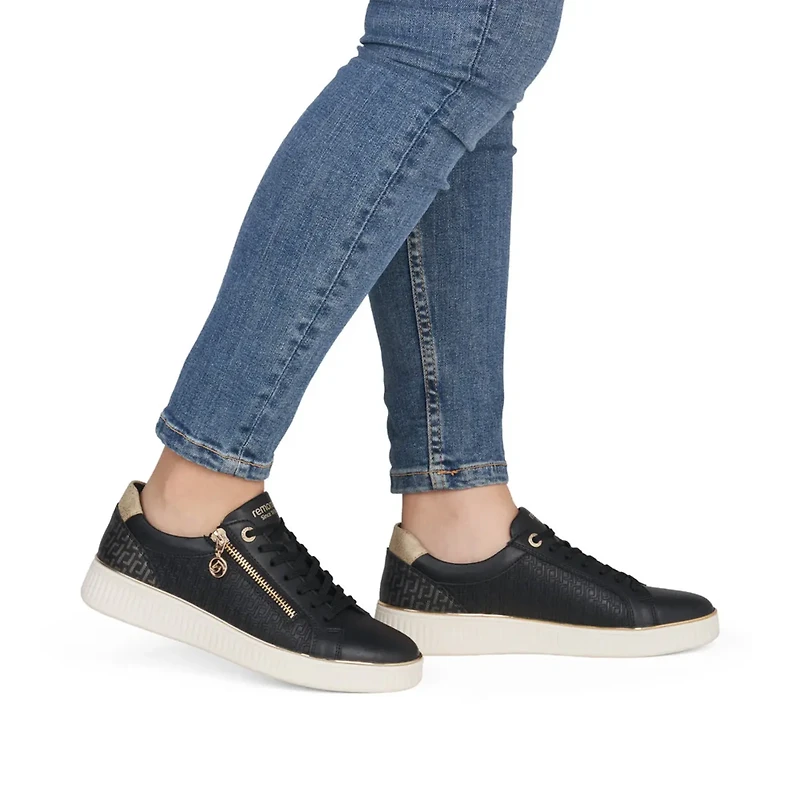 REMONTE D2E00-04 Lace Sneaker (Gold Zip)