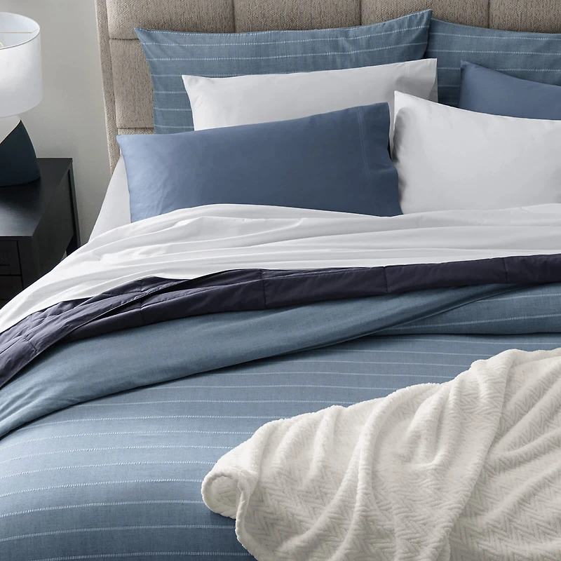 Puckered Stripe Duvet Cover Set