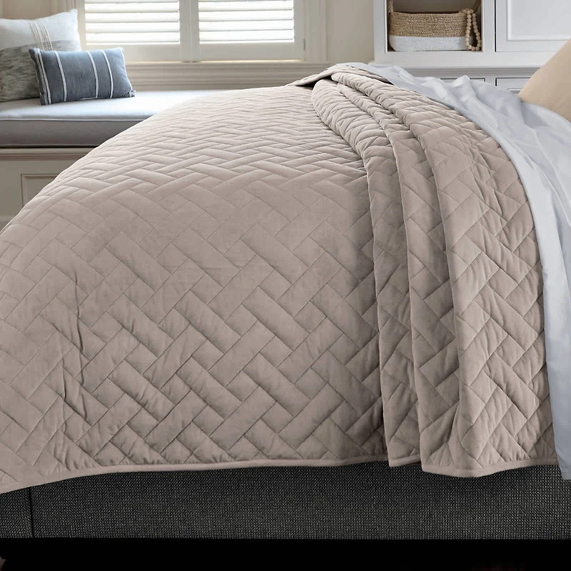 Velvet Basketweave Coverlet Set
