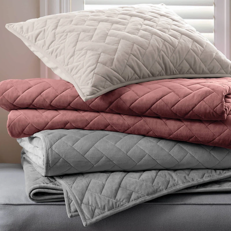 Velvet Basketweave Coverlet Set