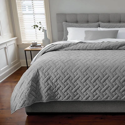Velvet Basketweave Coverlet Set
