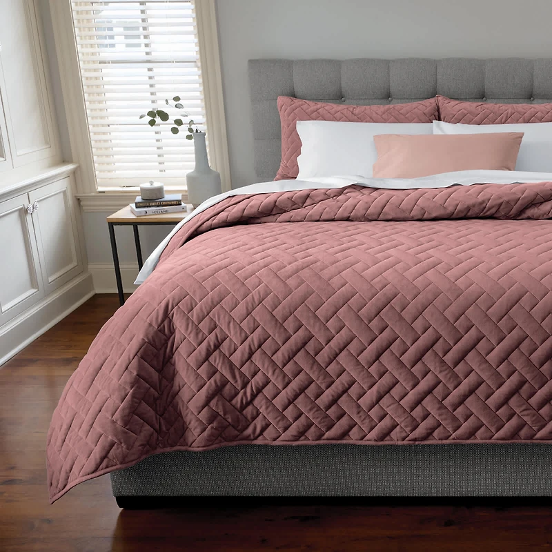 Velvet Basketweave Coverlet Set