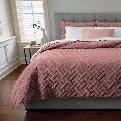 Velvet Basketweave Coverlet Set