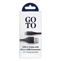 GoTo® Micro to USB A Cable, 4 ft
