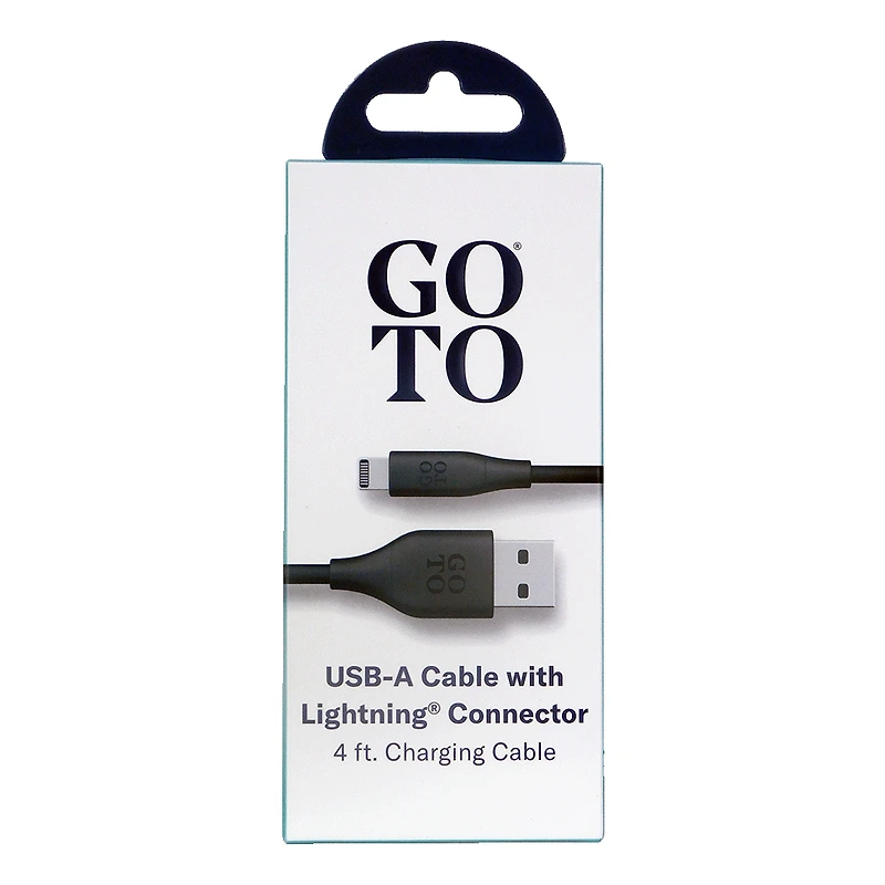 GoTo® Lightning to USB A Cable, 4 ft