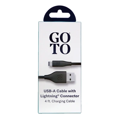 GoTo® Lightning to USB A Cable, 4 ft