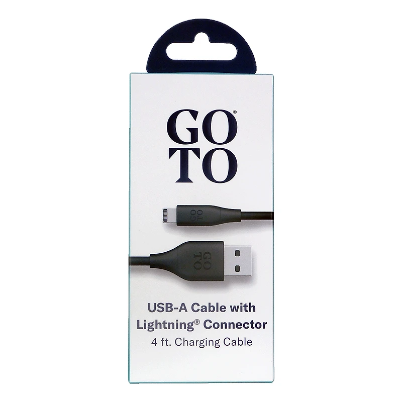 GoTo® Lightning to USB A Cable, 4 ft