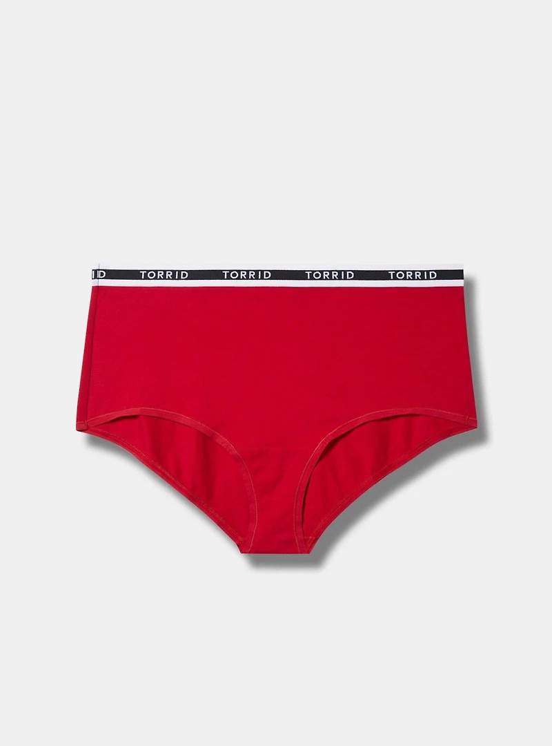 Cotton Mid-Rise Logo Brief Panty