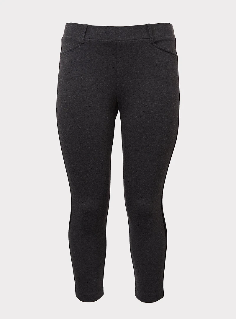 Grey & Black Stripe Ponte Stretch Pull-On Pant