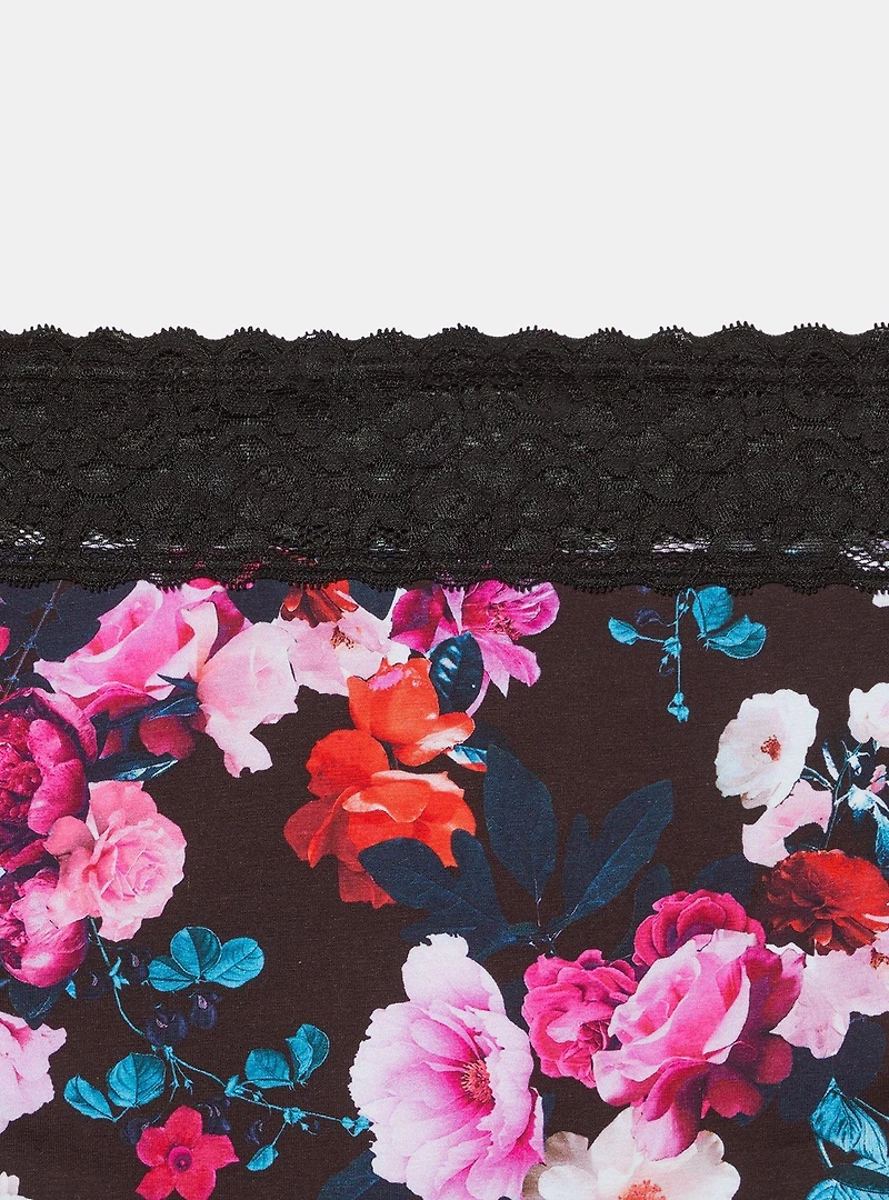 COTTON MID RISE HIPSTER LACE TRIM PANTY